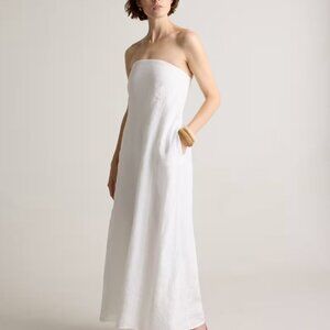 100% European Linen Strapless Maxi Dress